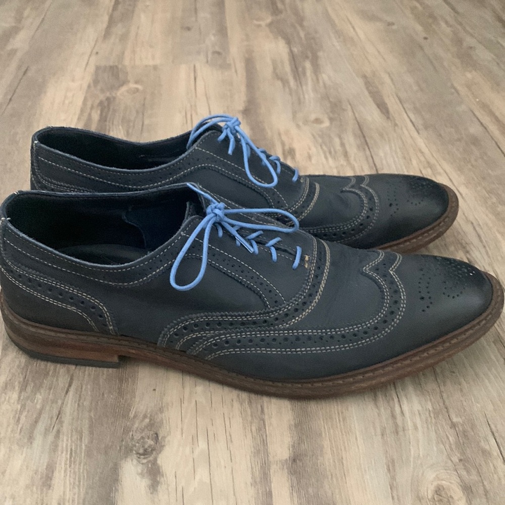 Allen Edmonds Neumok Wingtip Leather Loafers Navy Blue Men's Size 14